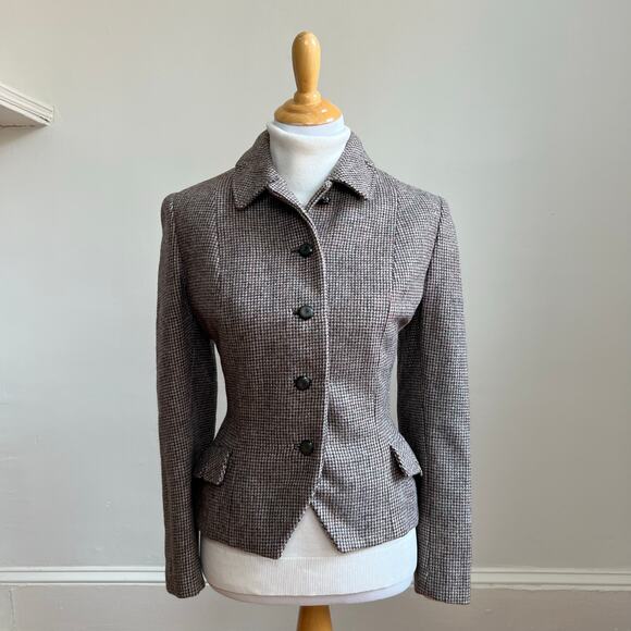Vintage 50s Brown Wool Tweed Bespoke Blazer Large Quiet Luxury Academia - Picture 4 of 14